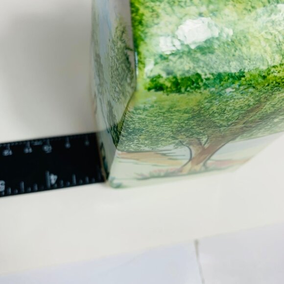 Farmhouse Amish Ceramic Milk Carton Vase VTG 1977 Horse Buggy Artist Signed - Picture 12 of 14